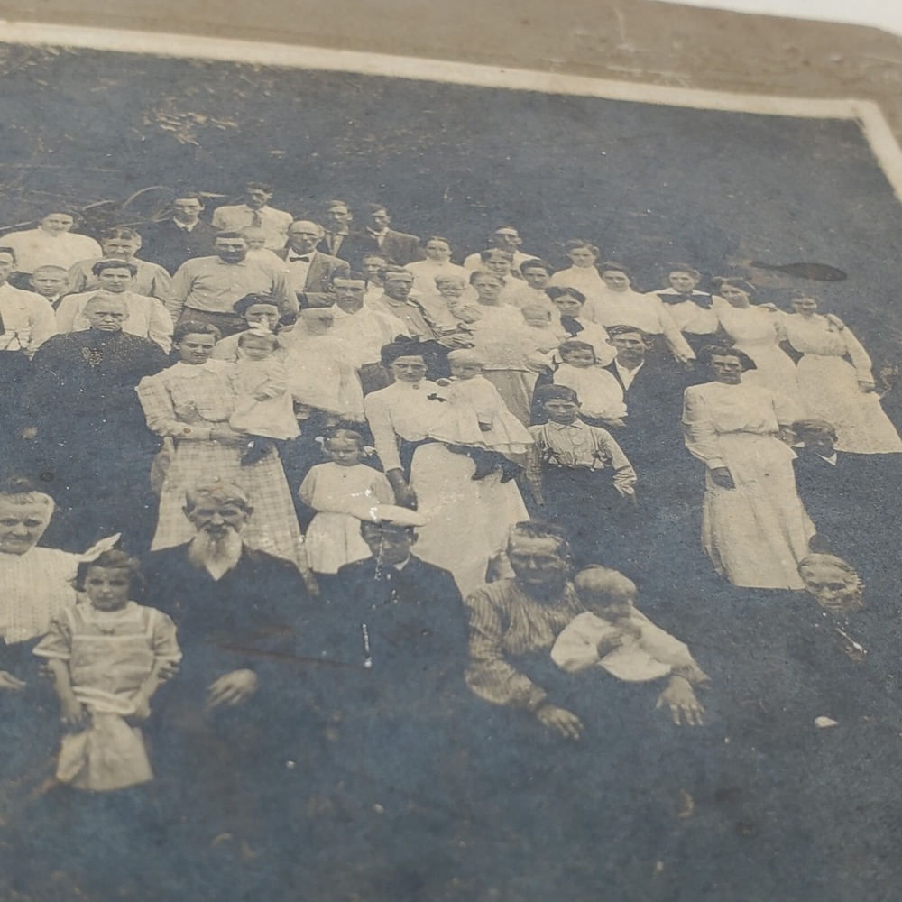 Antique Cabinet Card Photo Large Family Many Generations MISSING/TORN CORNER - Picture 3 of 5